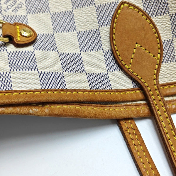Authenticated pre-owned NEVERFULL MM Damier Azur Coated Canvas White - Tote Bag at Looply