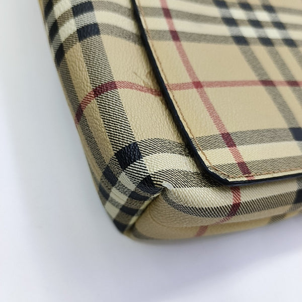 Coated Canvas Top Handle Bag Beige