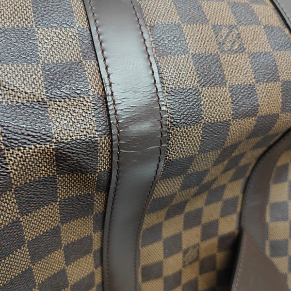 KEEPALL 45 Damier Ebene Coated Canvas Brown