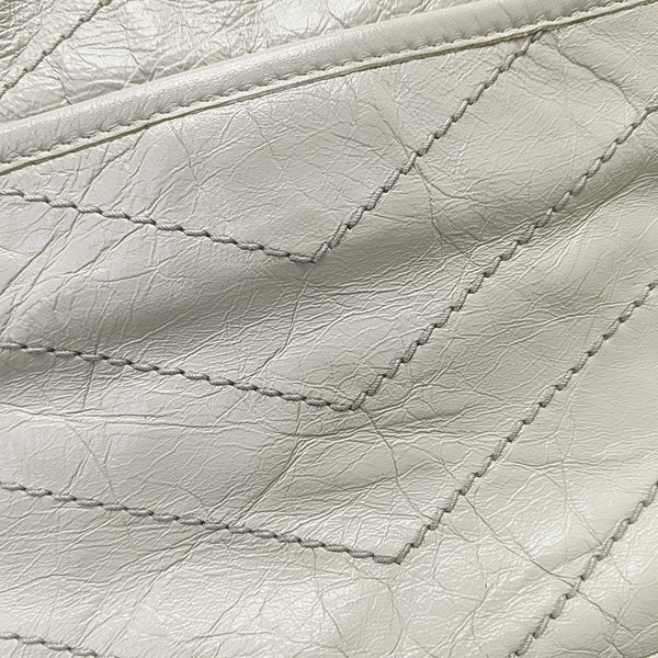 NIKI Small Chevron Calfskin White