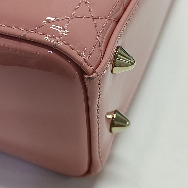 Lady Dior Small Cannage Patent Leather Red