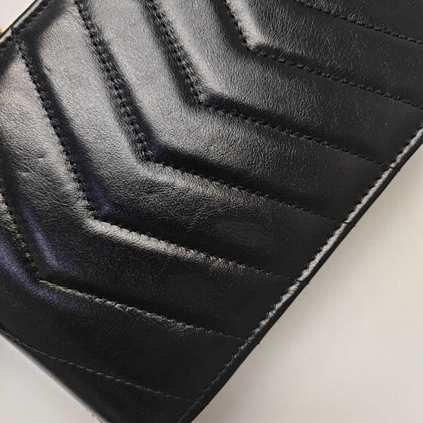 Chevron Calfskin Shoulder Bag Black