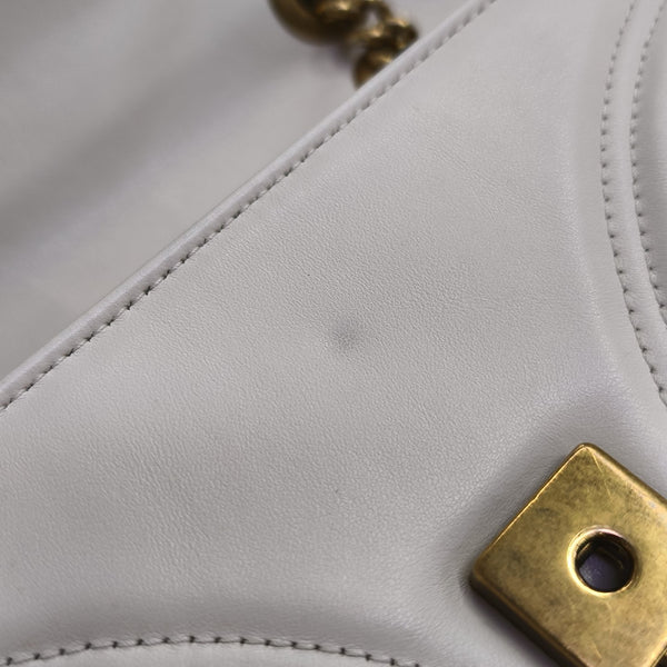 GG Marmont Small Quilted Calfskin White