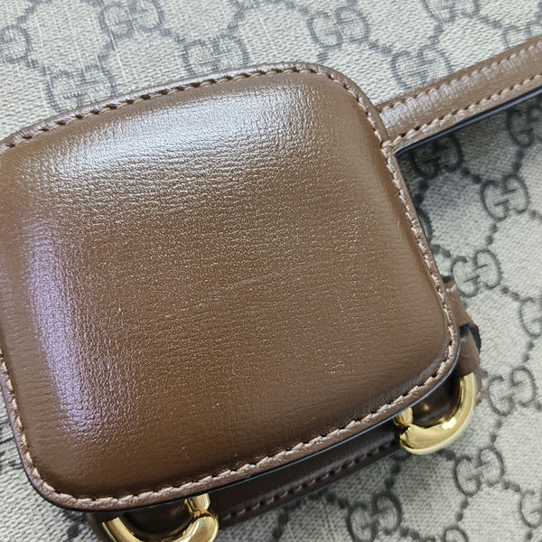 Horsebit 1955 Medium Monogram Coated Canvas Beige