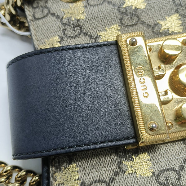 Padlock Small Monogram Coated Canvas Beige