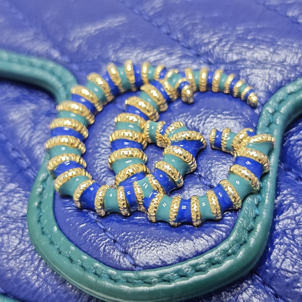 GG Marmont Super Mini Quilted Calfskin Blue