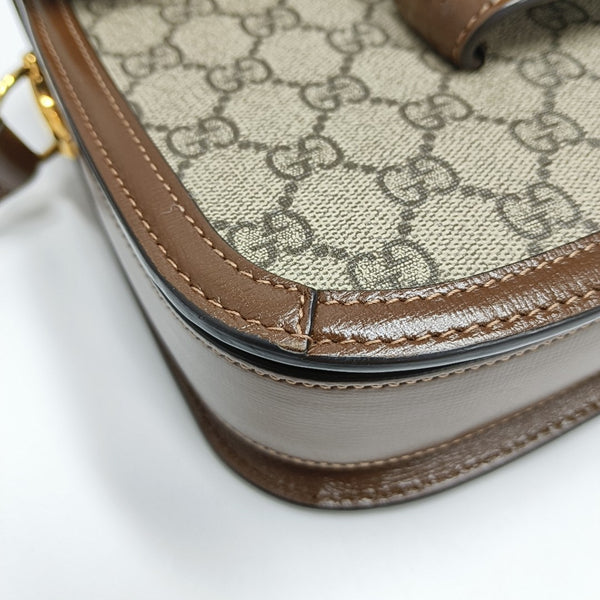 Horsebit 1955 Medium Monogram Coated Canvas Beige