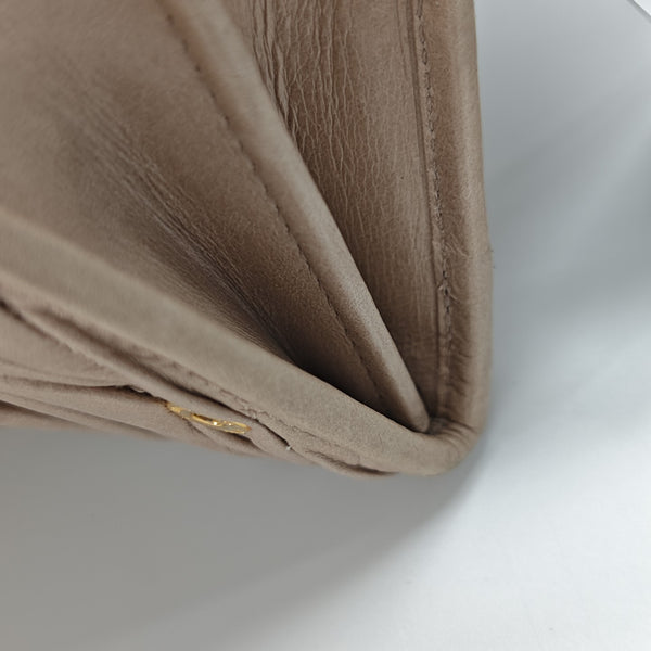 Quilted Lambskin Wallet Beige