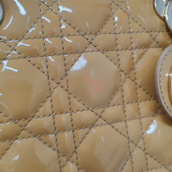 Lady Dior Medium Cannage Patent Leather Yellow