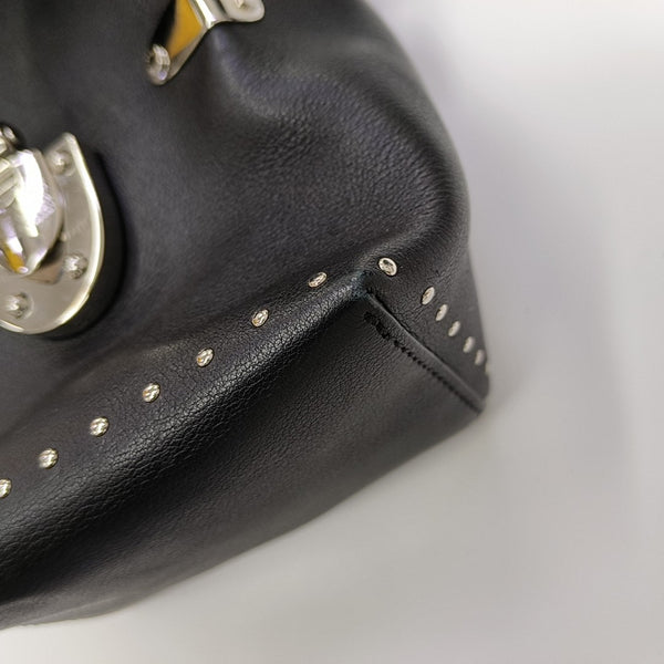 Monogram Calfskin Shoulder Bag Black