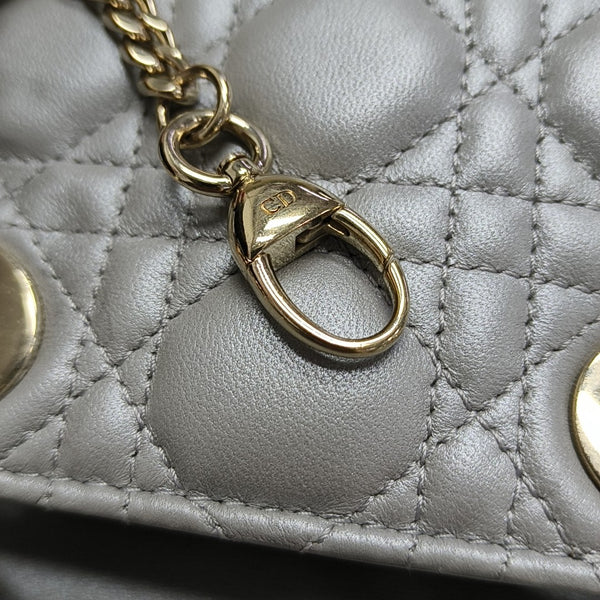 Lady Dior Mini Cannage Lambskin Gray