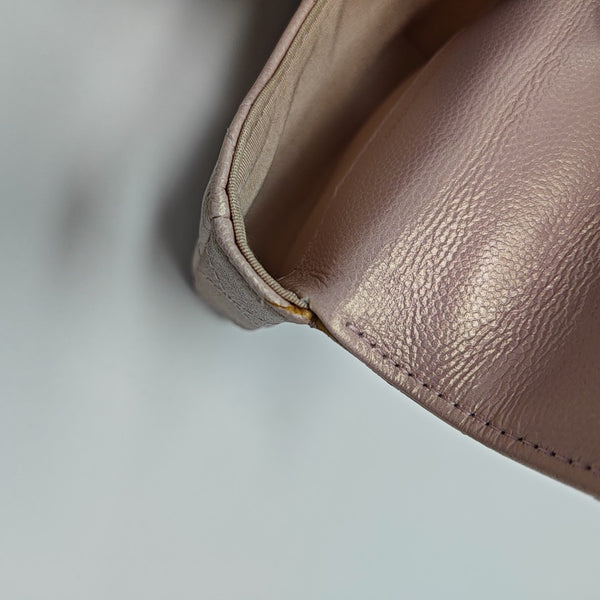 Quilted Grained Calfskin Shoulder Bag Small Pink