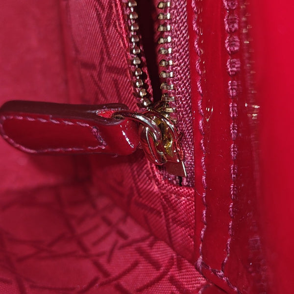 Lady Dior Mini Cannage Patent Calfskin Red