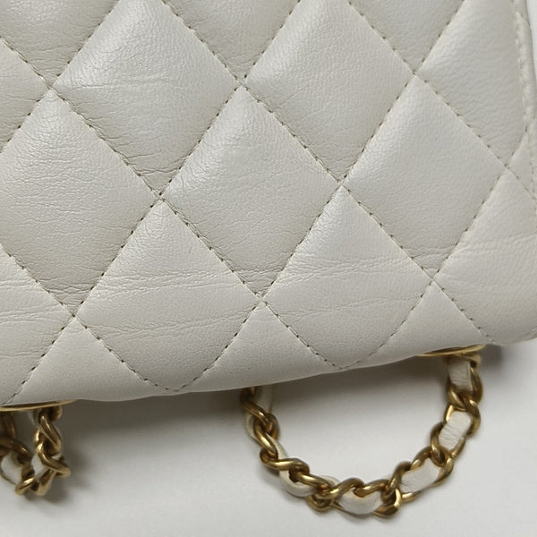 Quilted Lambskin Crossbody Bag White