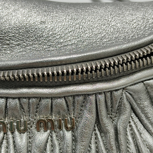 Two-Tone Waist Bag Quilted Lambskin Silver