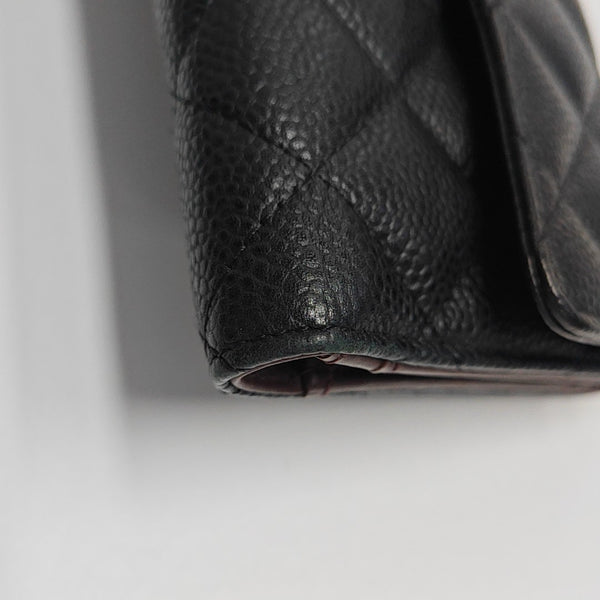 CLASSIC FLAP Mini Quilted Grained Calfskin Black Wallet