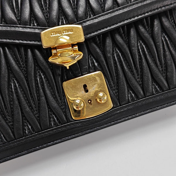 Miu Confidential Quilted Lambskin Black