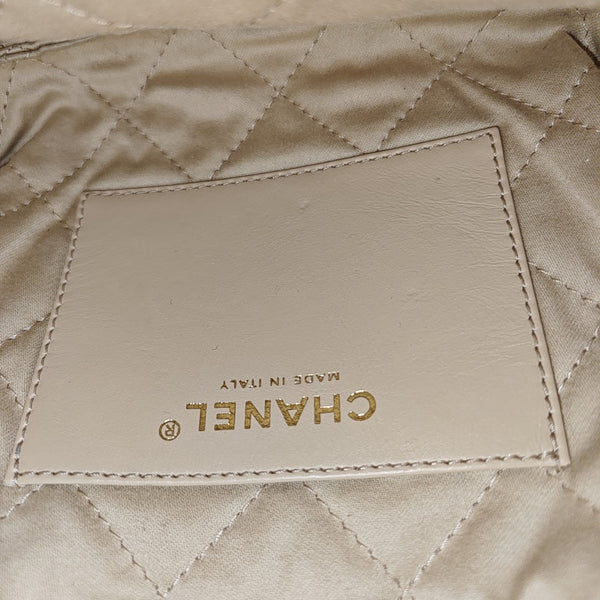 Authenticated pre-owned CHANEL 22 Mini Quilted Calfskin White - Tote Bag at Looply