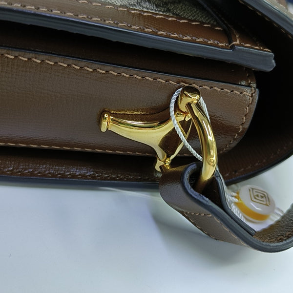 Horsebit 1955 Medium Monogram Coated Canvas Beige
