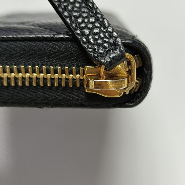 Quilted Grained Calfskin Wallet Black