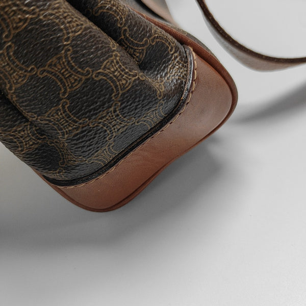 Coated Canvas Top Handle Bag Brown