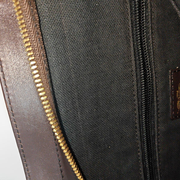 Coated Canvas Top Handle Bag Brown