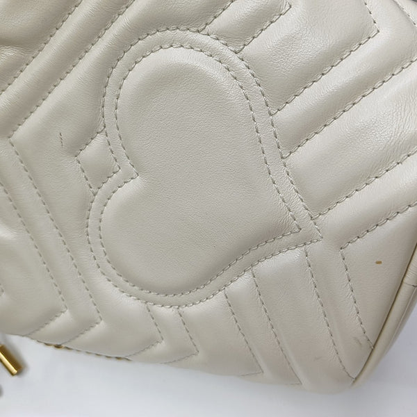 GG Marmont Mini Quilted Calfskin White