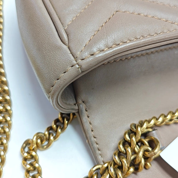 GG Marmont Mini Quilted Calfskin Beige