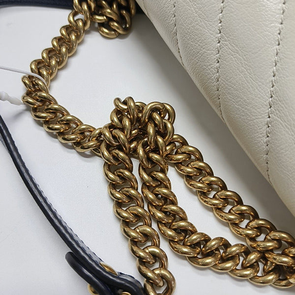 GG Marmont Medium Quilted Calfskin White