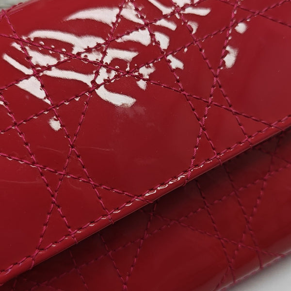 Lady Dior Small Cannage Patent Leather Red
