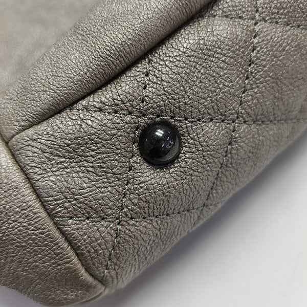 Quilted Calfskin Tote Bag Gray