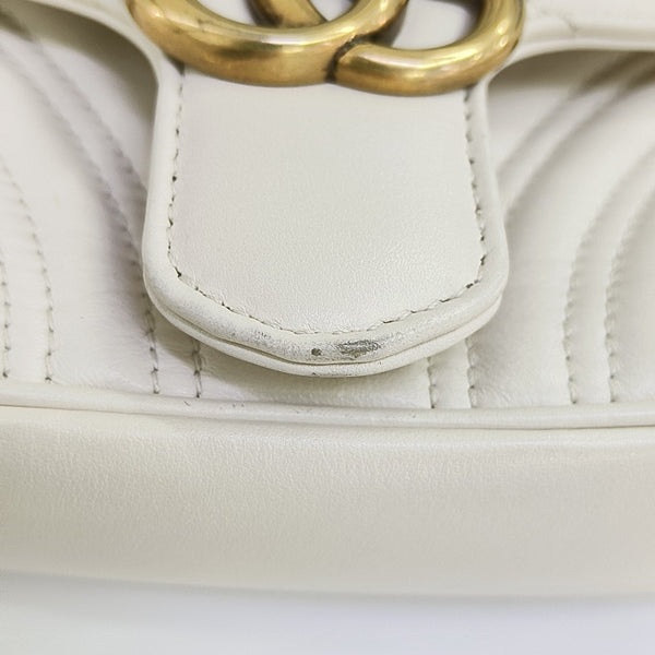 GG Marmont Small Quilted Calfskin White