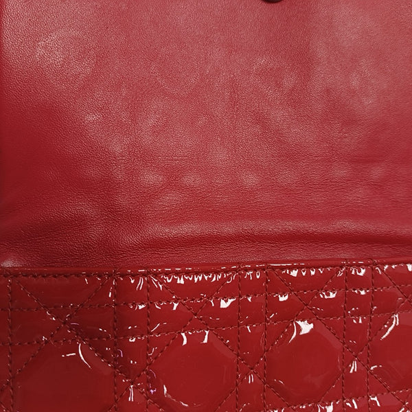 Lady Dior Small Quilted Patent Leather Red