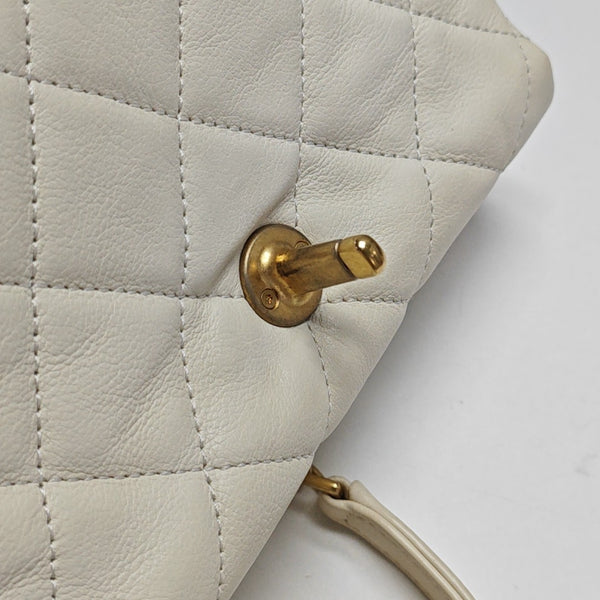 Quilted Calfskin Shoulder Bag White