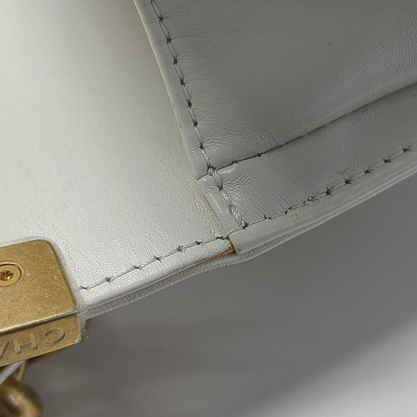 BOY CHANEL Mini Quilted Calfskin White