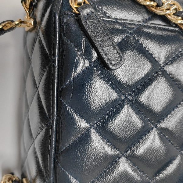 VANITY CASE Small Quilted Lambskin Blue