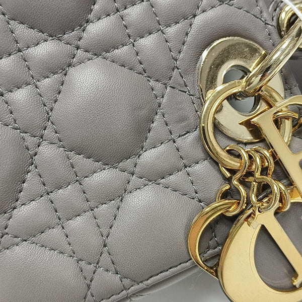 Lady Dior Medium Cannage Lambskin Gray