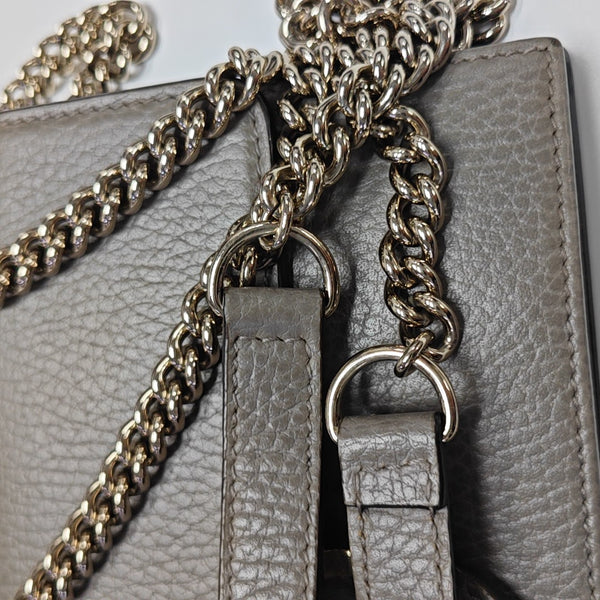 Interlocking G Small Calfskin Gray