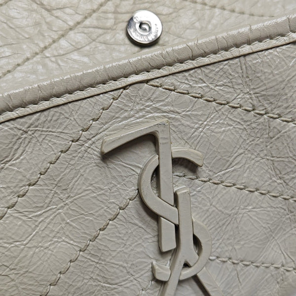 NIKI Small Chevron Calfskin White