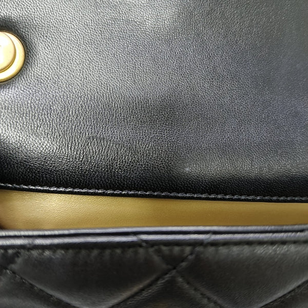 Quilted Lambskin Shoulder Bag Small Black