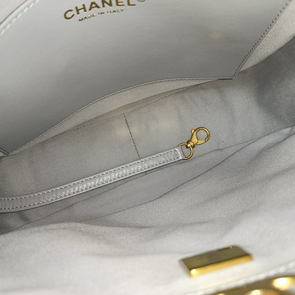 Quilted Lambskin Top Handle Bag Gray