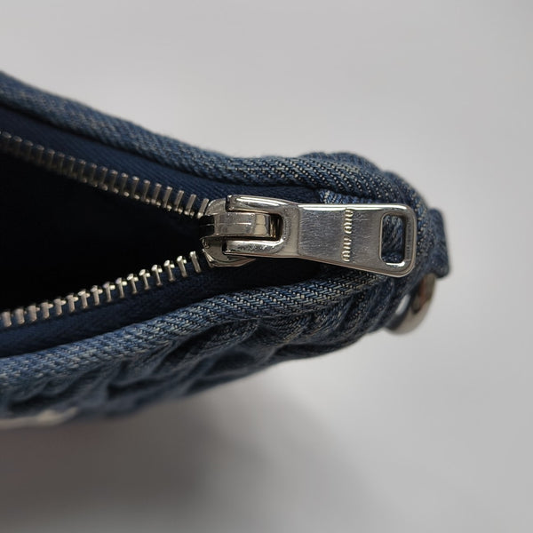 Quilted Denim Shoulder Bag Blue