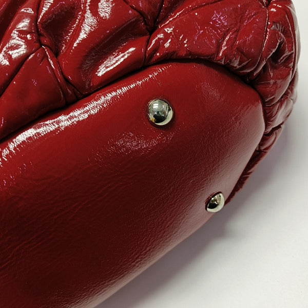 Quilted Patent Leather Shoulder Bag Red