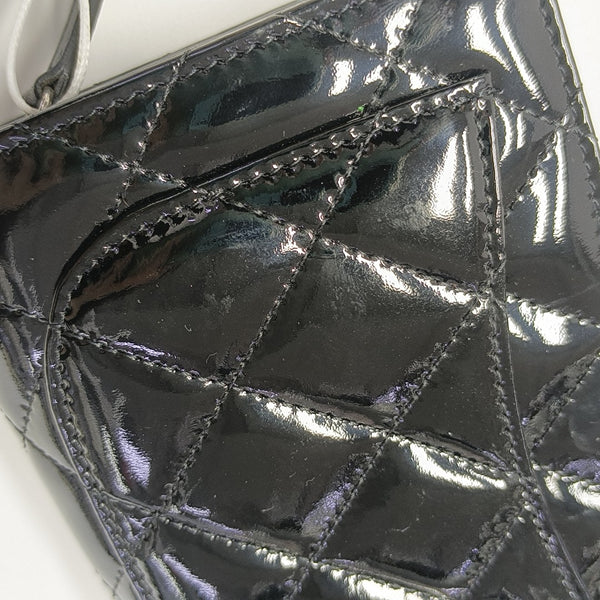 Quilted Patent Leather Wallet Black