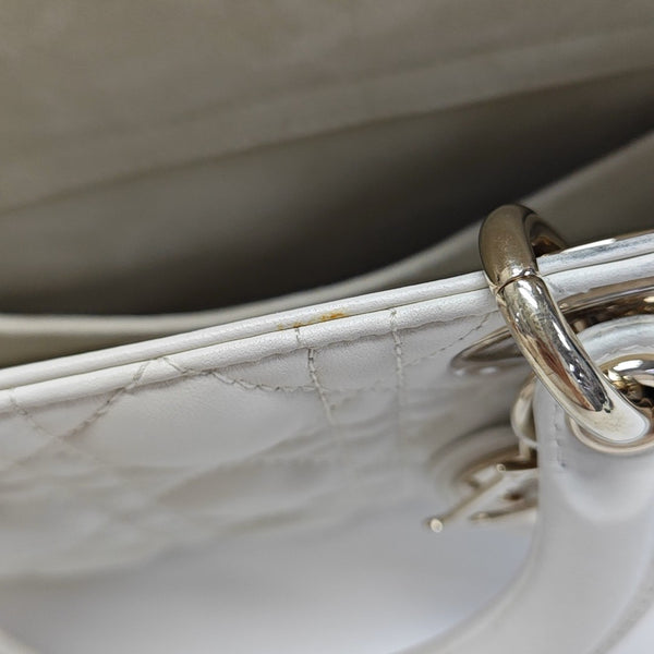 Lady D-Joy Medium Cannage Lambskin White