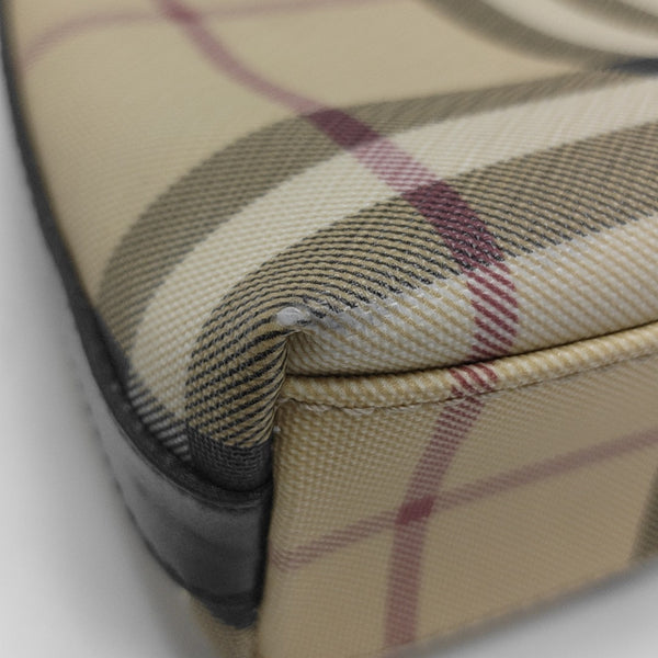Coated Canvas Top Handle Bag Beige