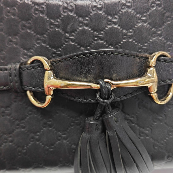 Emily Chain Mini Monogram Calfskin Black