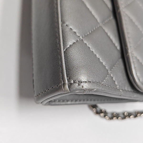 Quilted Lambskin Shoulder Bag Silver