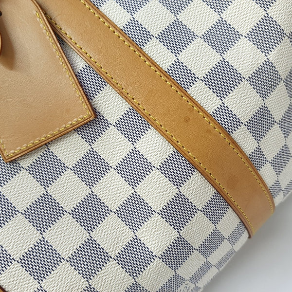KEEPALL 50 Damier Azur Coated Canvas White