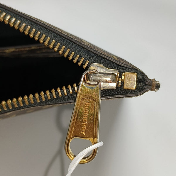 Coated Canvas Clutch Brown